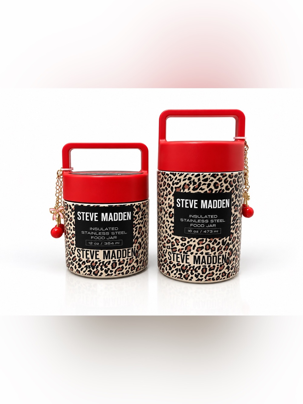 Steve Madden Insulated Stainless Steel Food Jar Red & Brown